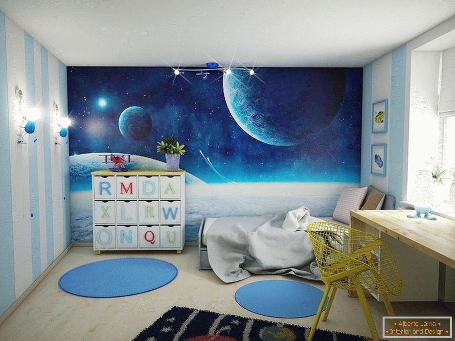 Соба за дечака в космическом декоре