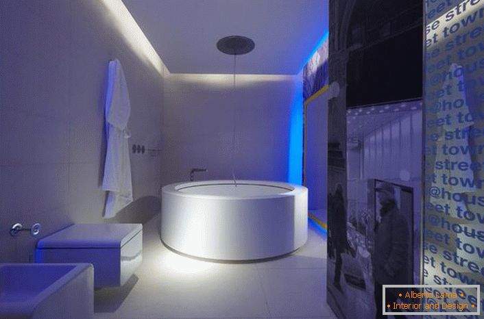Класична верзија санитарног инжињеринга за купатило у стилу високотехнологије.