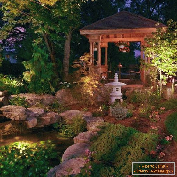 Рибњак и сјенило у дизајну баште у јапанском стилу