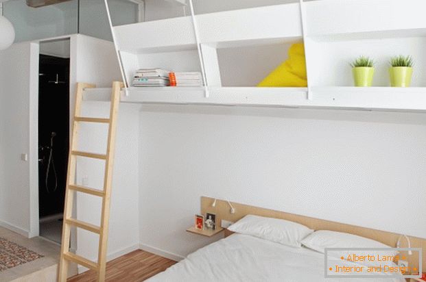 Пројекат мини апартмана: спаваћа соба у бијелој боји
