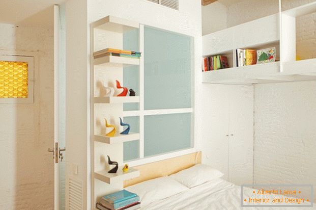 Пројекат мини апартмана: бела опека у декорацији спаваће собе