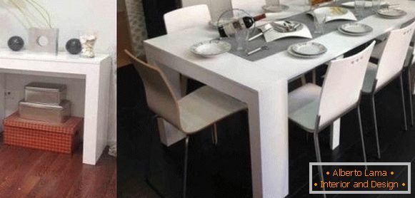 бела табла са савитљивим столом