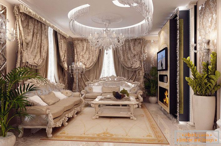 Помпезна, умјетна дневна соба у стилу Емпире.