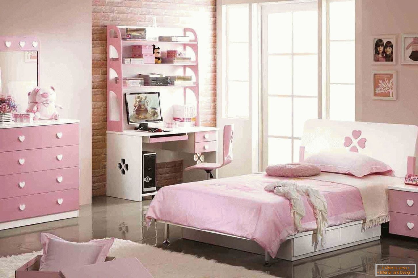 Дизајн спаваће собе за тинејџера у ружичастој боји