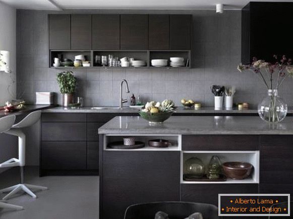 Модерне кухиње - фото у тамним бојама и стил минимализма