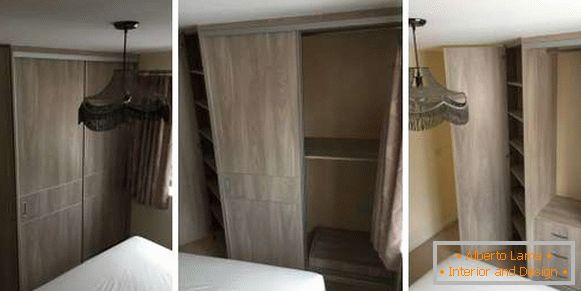 Дизајн угловог ормана у спаваћој соби - фотографија унутар
