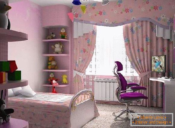 завесе у дечијој соби за девојчице, фото 24