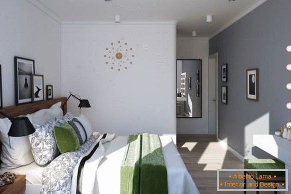 Дизајн спаваће собе у двособном стану у скандинавском стилу