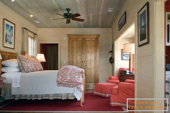 Рурални дизајн спаваће собе - фотографија у модерном стилу