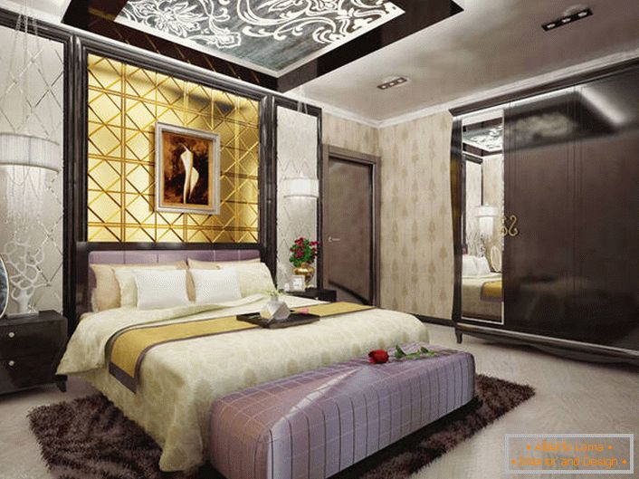 Луксузна спаваћа соба у стилу Арт Децо у кући француске породице. 