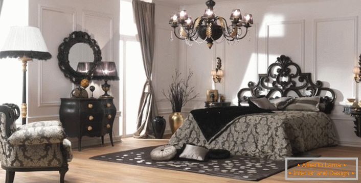 Краљевска спаваћа соба у стилу Арт Децо за парове.