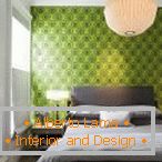 Зелена текстура на зидовима у спаваћој соби