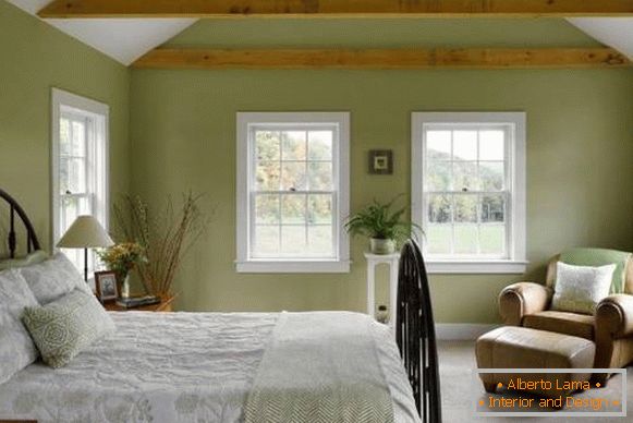 Дизајн спаваће собе у стилу Провансе - фото в зеленом цвете