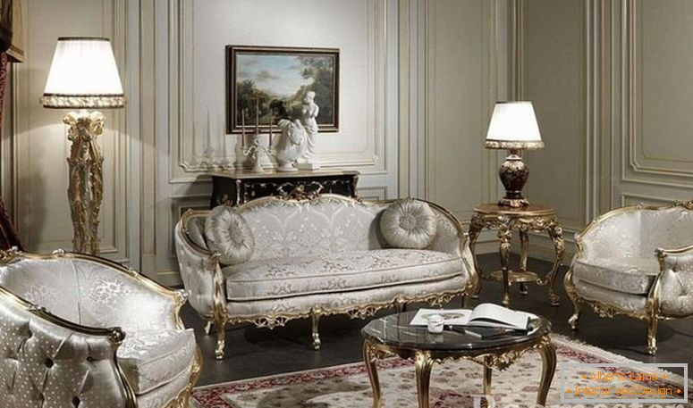Соба са луксузним намештајем светлости и позлата