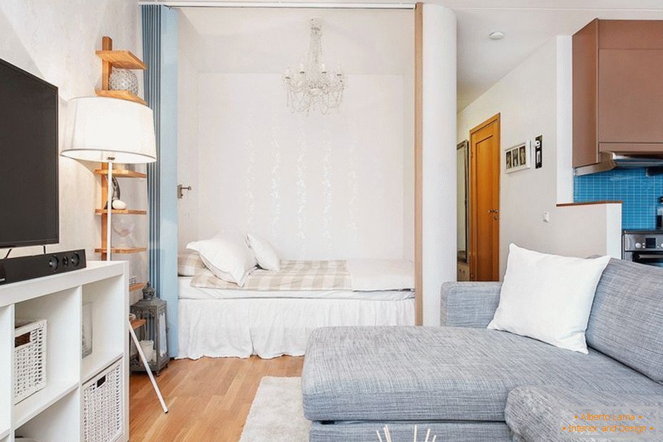Дизајн дневне собе и спаваће собе в однокомнатной квартире 33 кв м