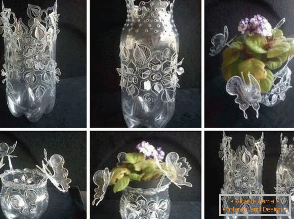 Декоративна ваза из пластичне бочице с властитим рукама