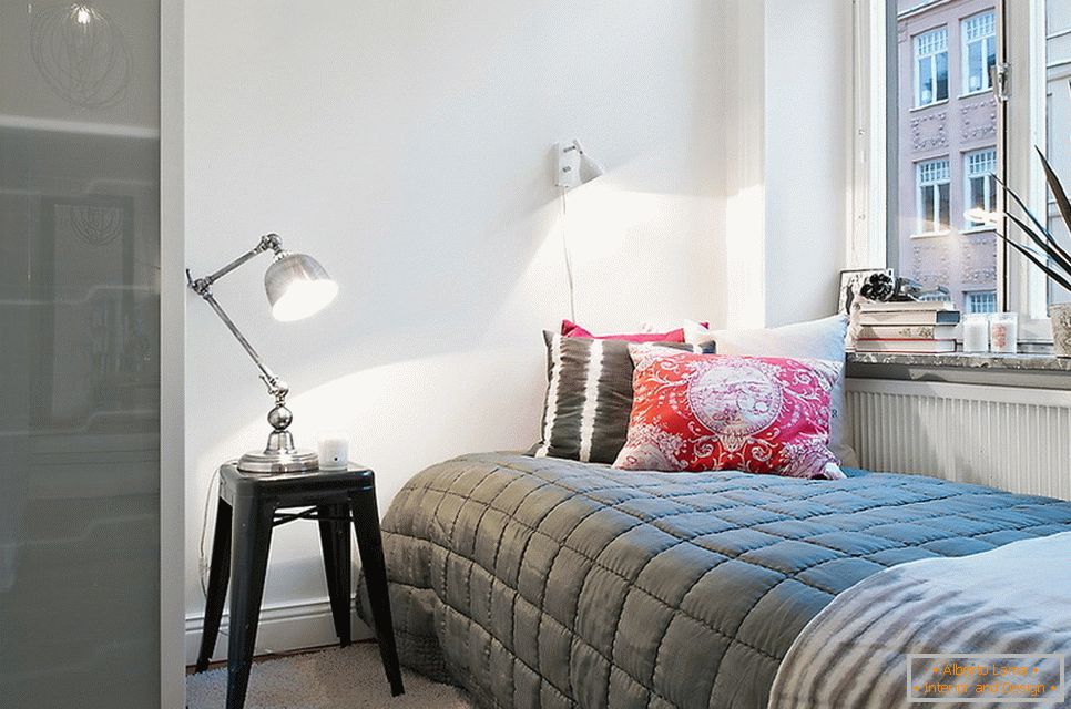 Унутрашњост спаваће собе у скандинавском дизајнерском стилу