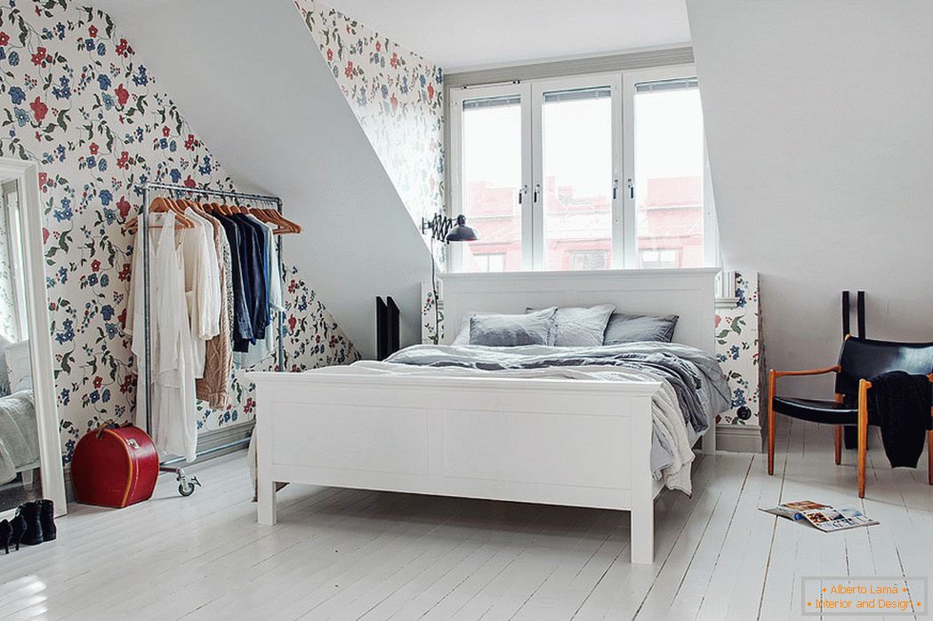 Унутрашњост спаваће собе у скандинавском стилу