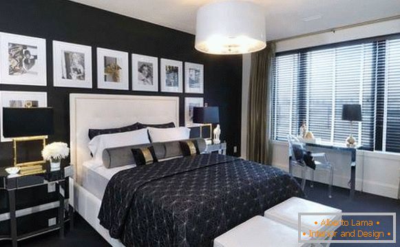 Гламурозна спаваћа соба у црној боји