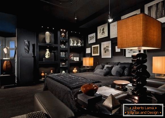 Модерна спаваћа соба у црној боји