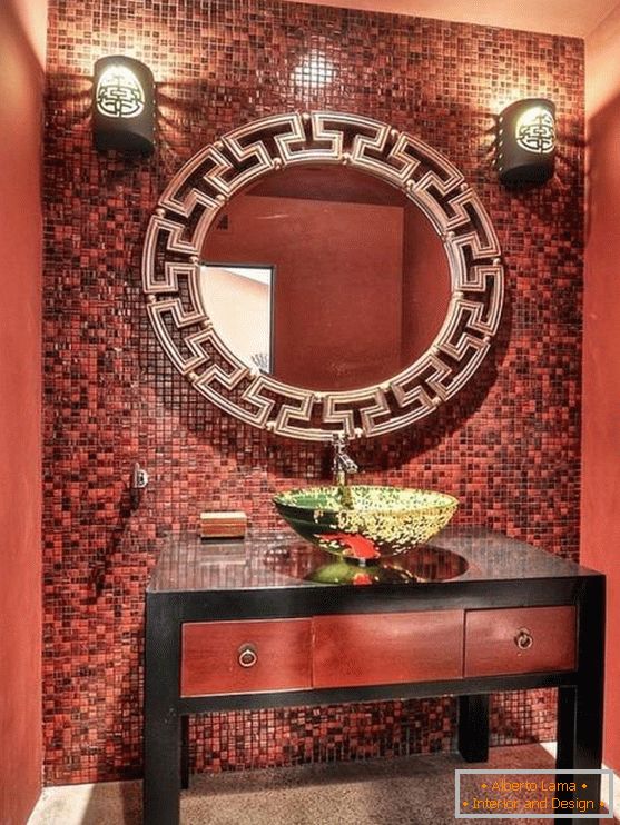 Црвена боја купатила у кинеском стилу