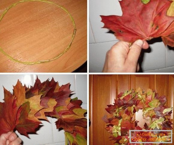 Мапле вијенац из јесенских листова - фото инструкција