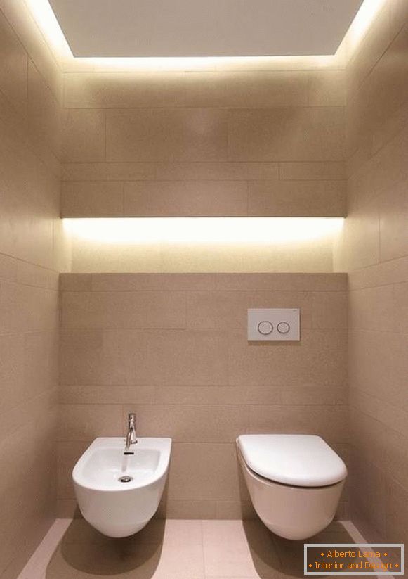 Модеран дизајн тоалета са уграђеним светлима