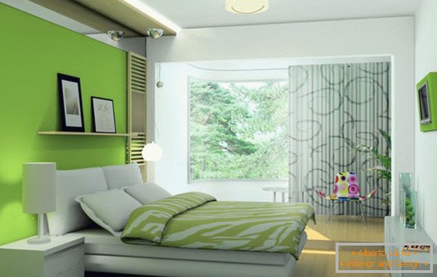 Украсање спаваће собе у светло зеленој боји