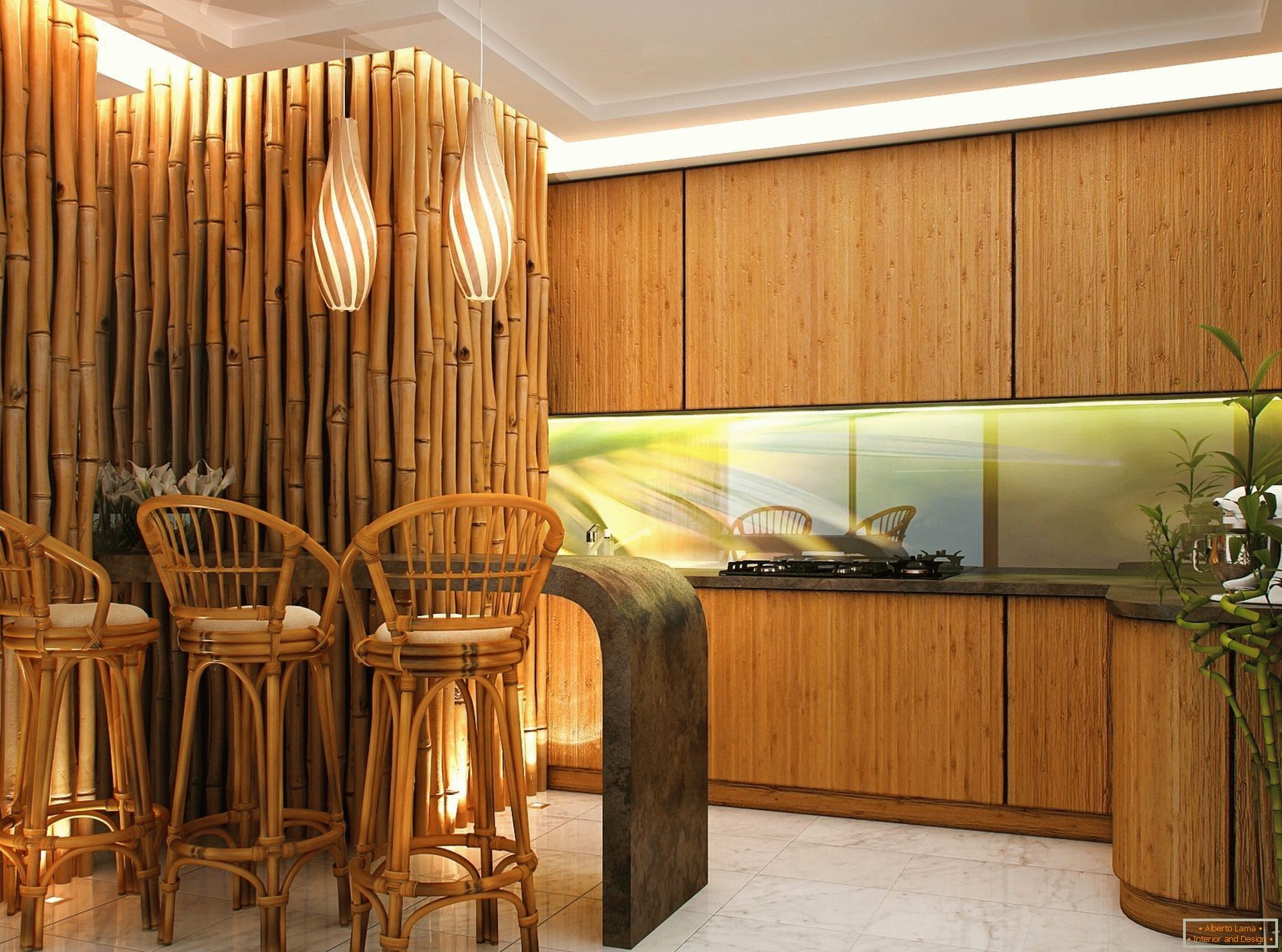 Зидови и столице од бамбуса