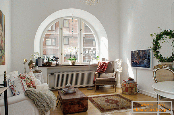 Унутрашњост дневне собе у скандинавском стилу