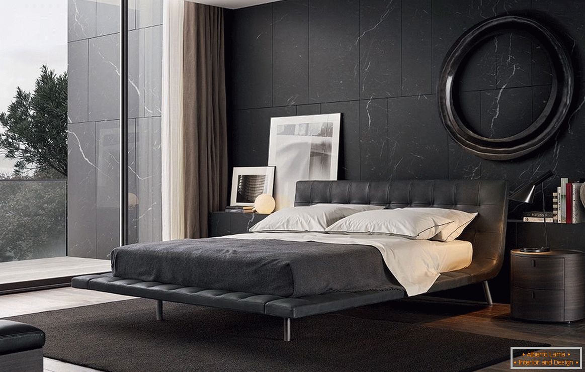 Модерна спаваћа соба у црним тоновима