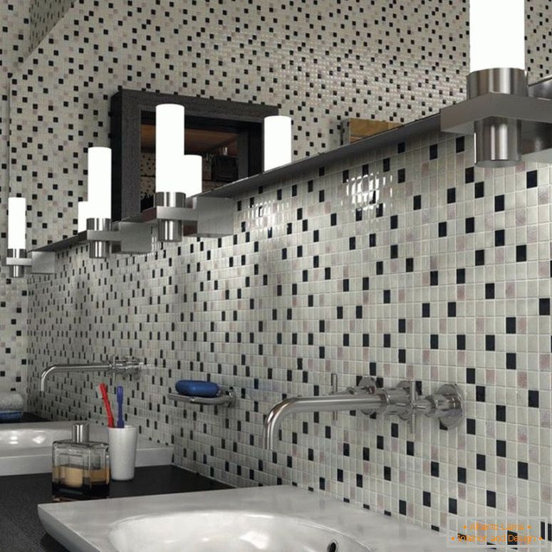 црна и бела-мозаика-у-декорација-купатило-соба