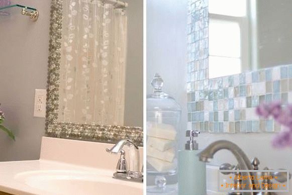 Како украсити зидове у купатилу - декор огледала је мозаик
