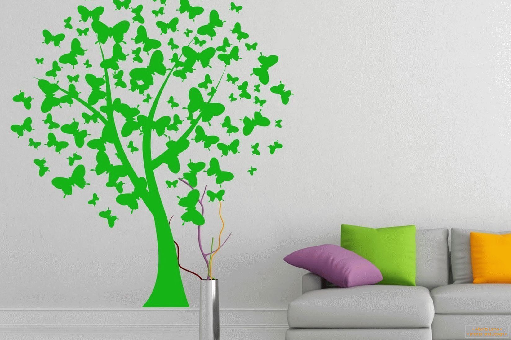 Зелено дрво на белом зиду