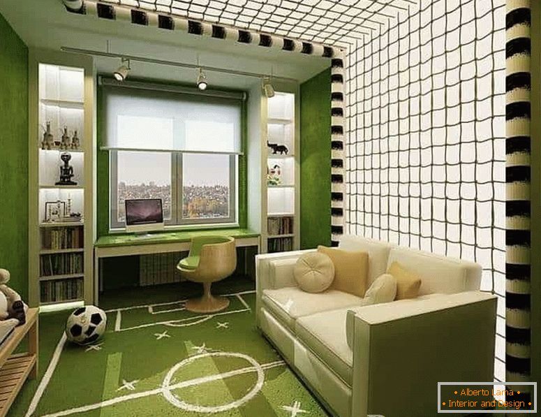 Дечија соба за дечака у облику фудбалског терена