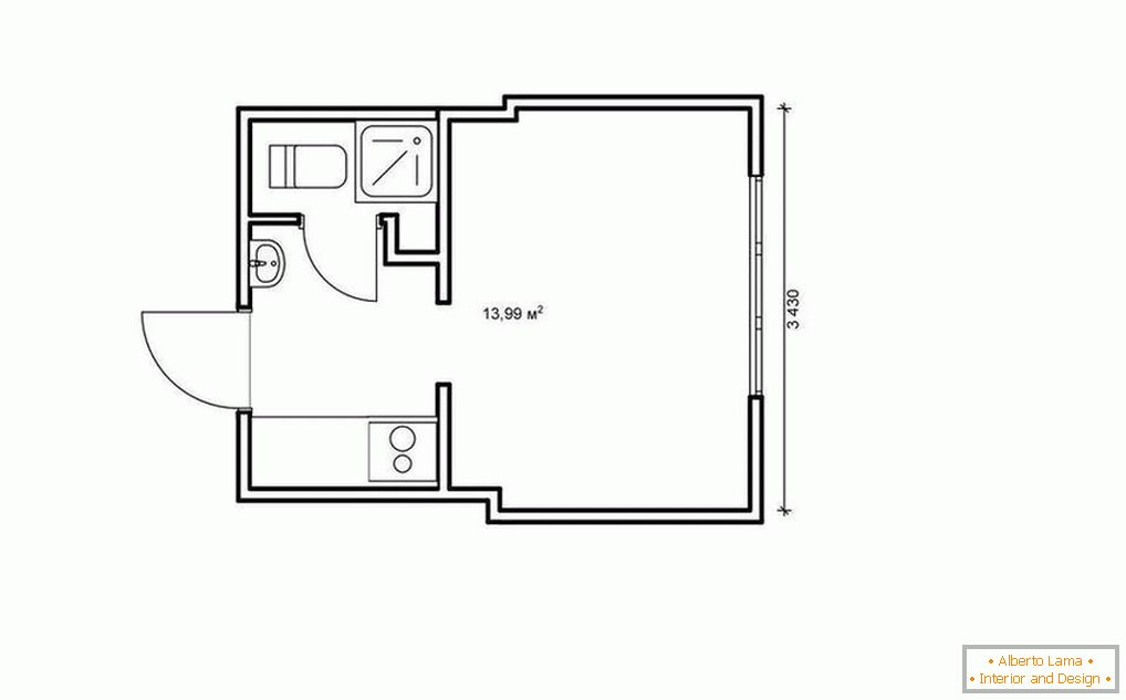 План апартман-студио од 14 до 25 квадратних метара. м.