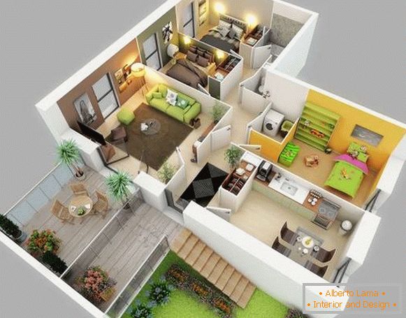 3Д пројекат приватне куће са детаљним дизајном соба