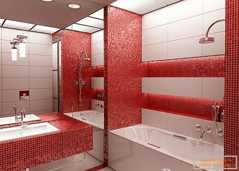 Црвени мозаик у купатилу