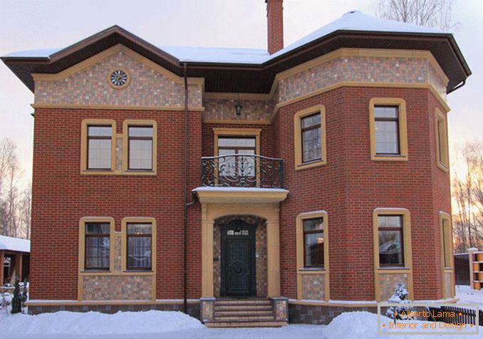 Декоративни дизајн фасаде куће кирпичом фото