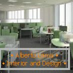 Унутрашњост канцеларије у светло зеленим и белим тоновима