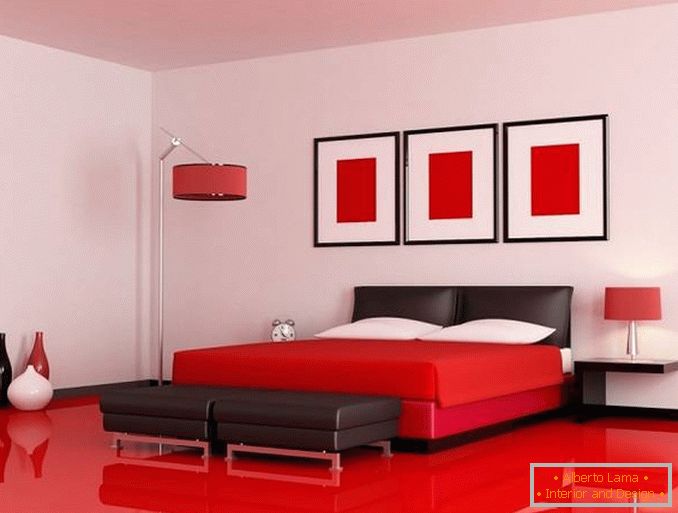 црвени дизајн спаваће собе, фото 25