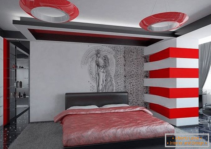 црвени дизајн спаваће собе, фото 7
