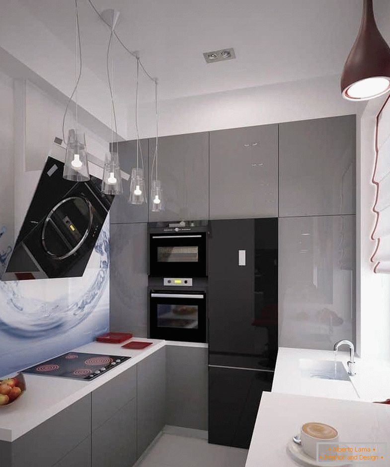 Један зид у кухињи може се у потпуности напунити ормарићима са технологијом пода до плафона