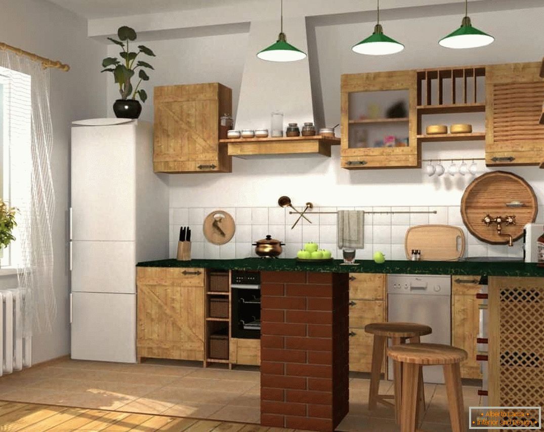 Пространа кухиња са дрвеним фасадама