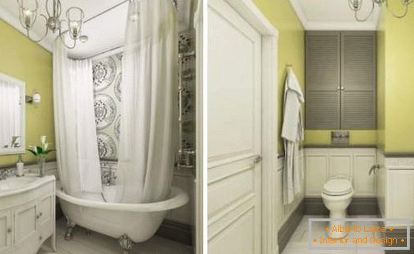 Идеје за дизајн студио апартмана 40 м2 М - фотографија купатила у класичном стилу