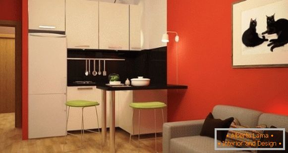 Модеран дизајн студио апартман 25 м2 М - фото кухиња дневни боравак
