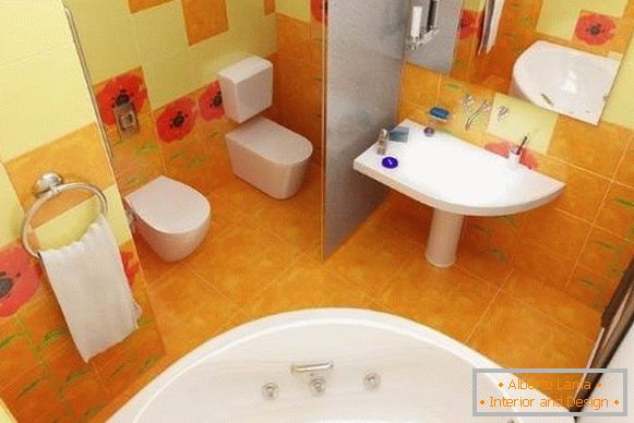 Дизајн комбинираног купатила - фотографија у светлим бојама