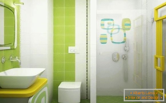 Комбиновано купатило у зеленим бојама и туш кабину