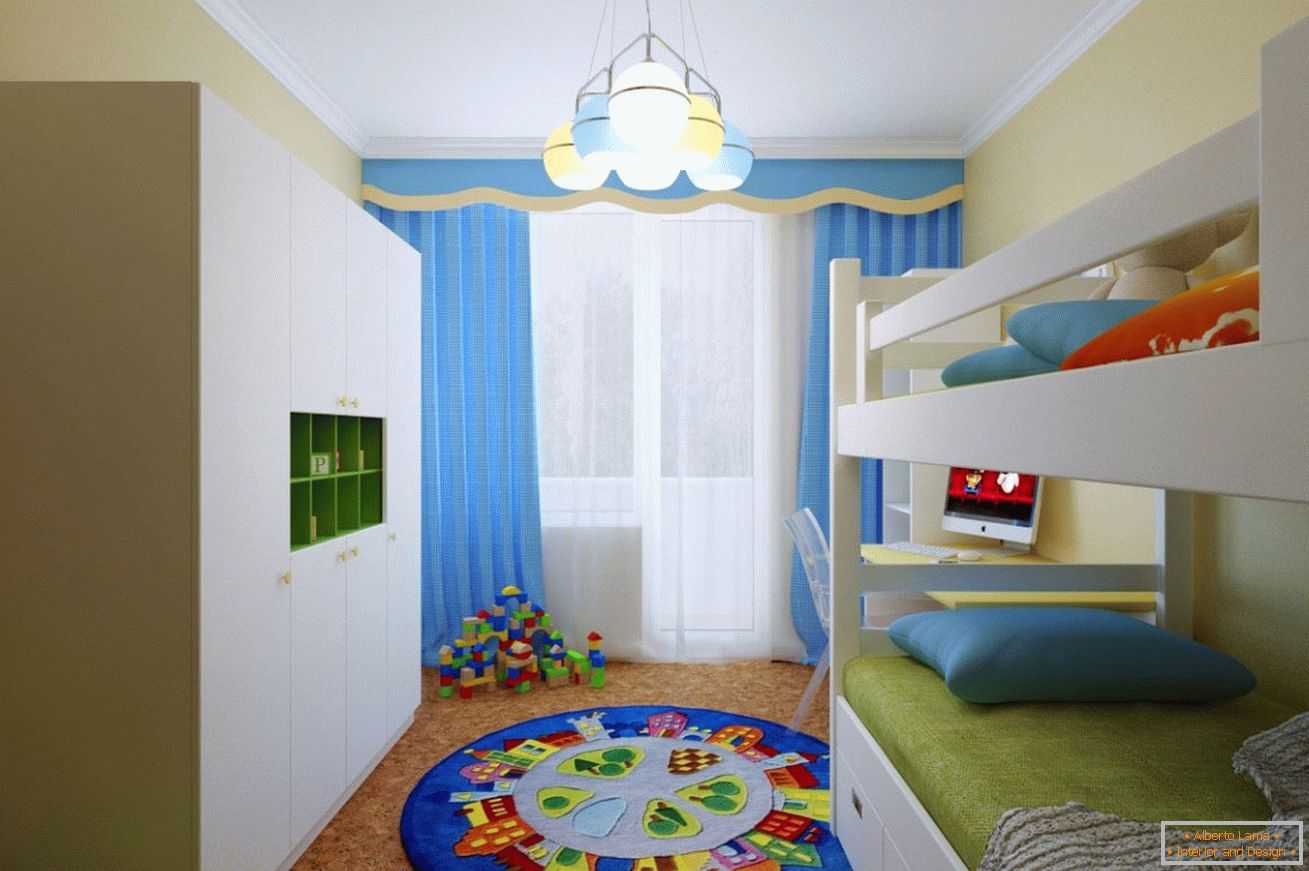 Плаве завесе у соби за дечака