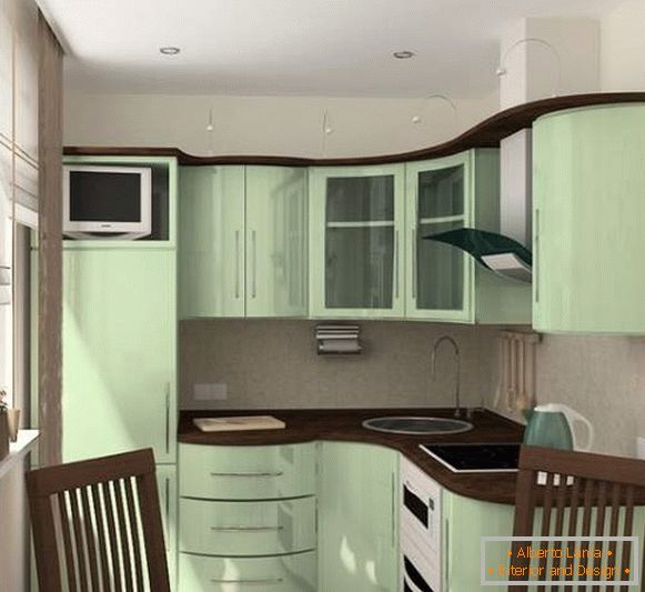 Мале собе - дизајн кухиње на фотографији у стану од 30 квадратних метара